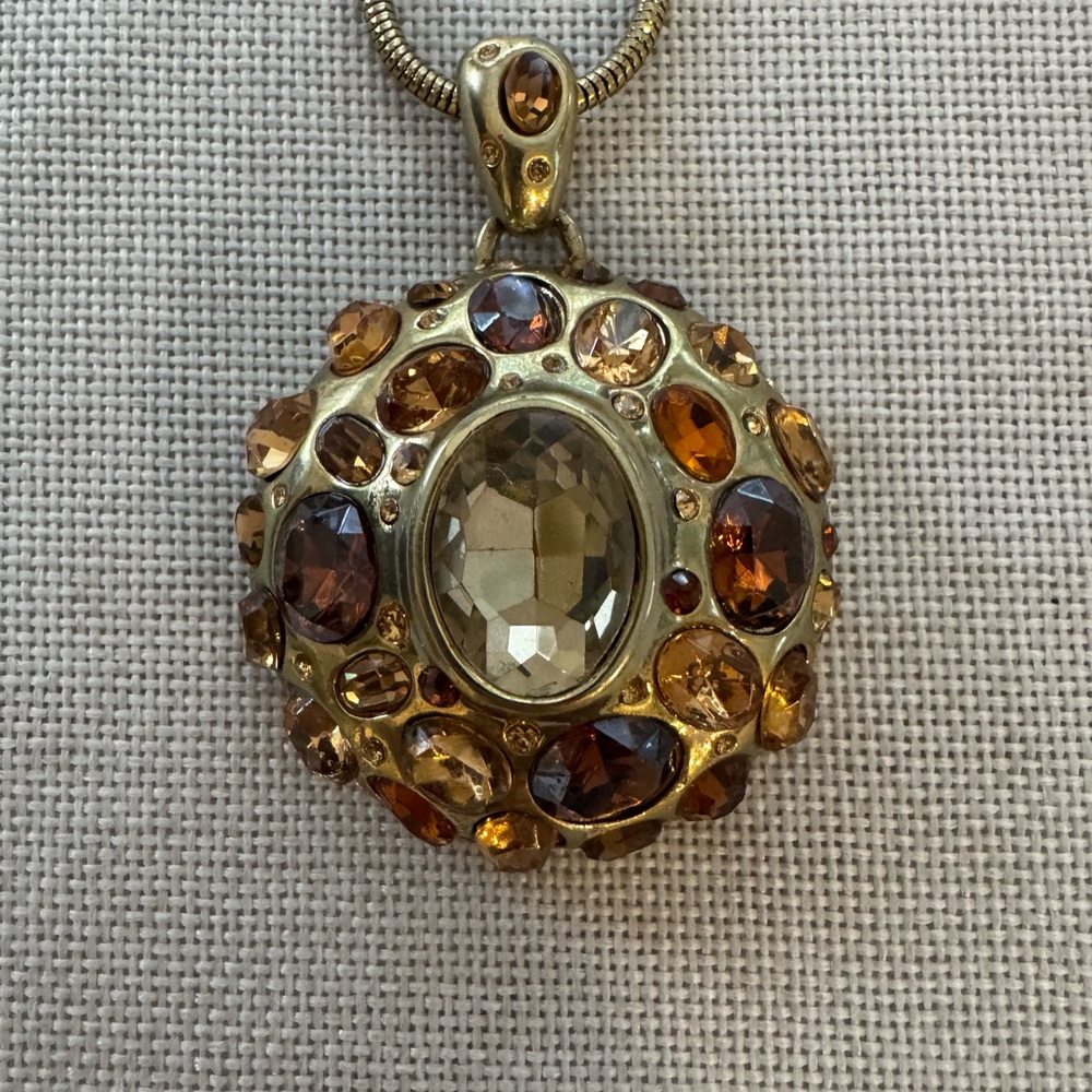 White House Black Market Gold and Amber Necklace